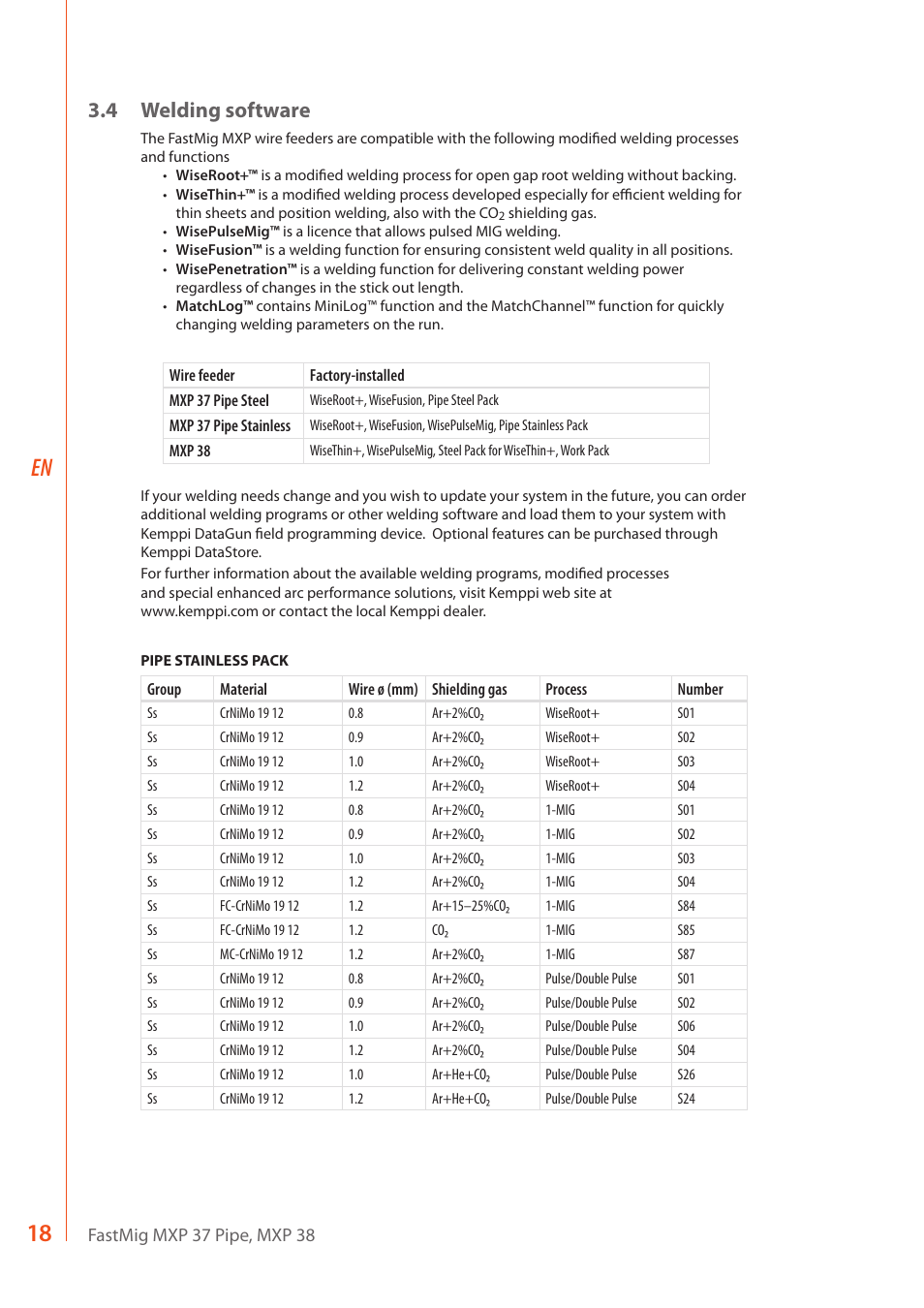 4 welding software | Kemppi MXP 37 Pipe Stee User Manual | Page 20 / 30