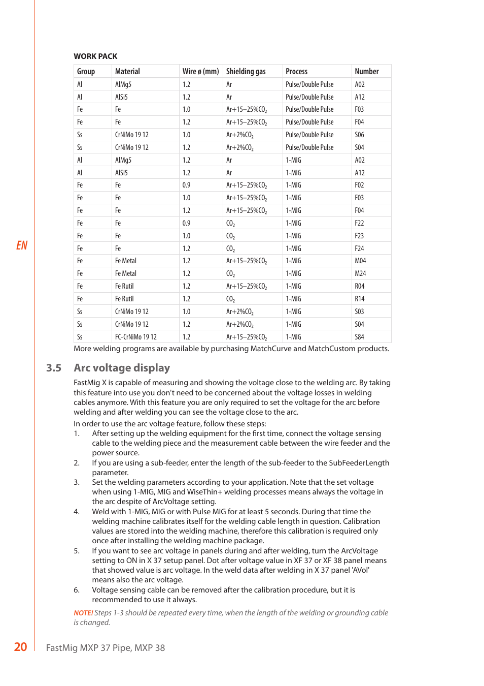 5 arc voltage display | Kemppi MXP 37 Pipe Stee User Manual | Page 22 / 30