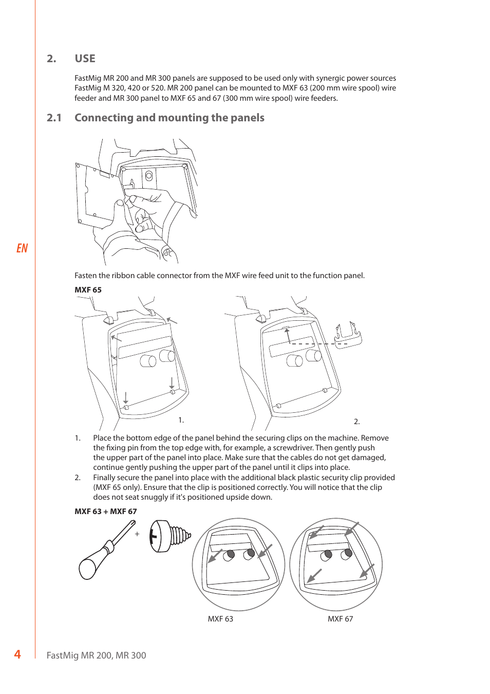 1 connecting and mounting the panels | Kemppi MR 200 User Manual | Page 6 / 14