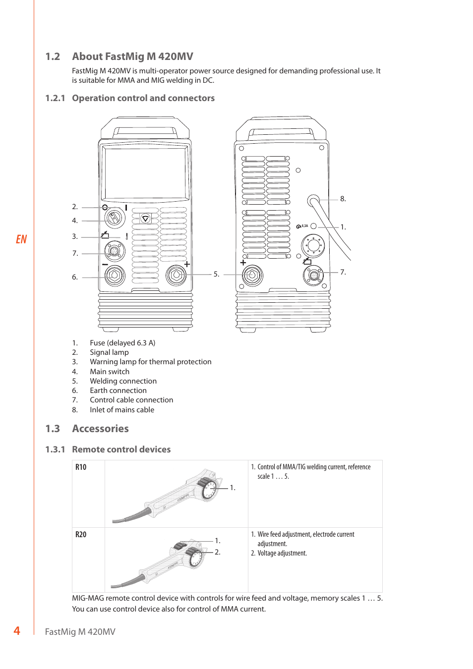 2 about fastmig m 420mv, 3 accessories | Kemppi M 420MV User Manual | Page 6 / 16