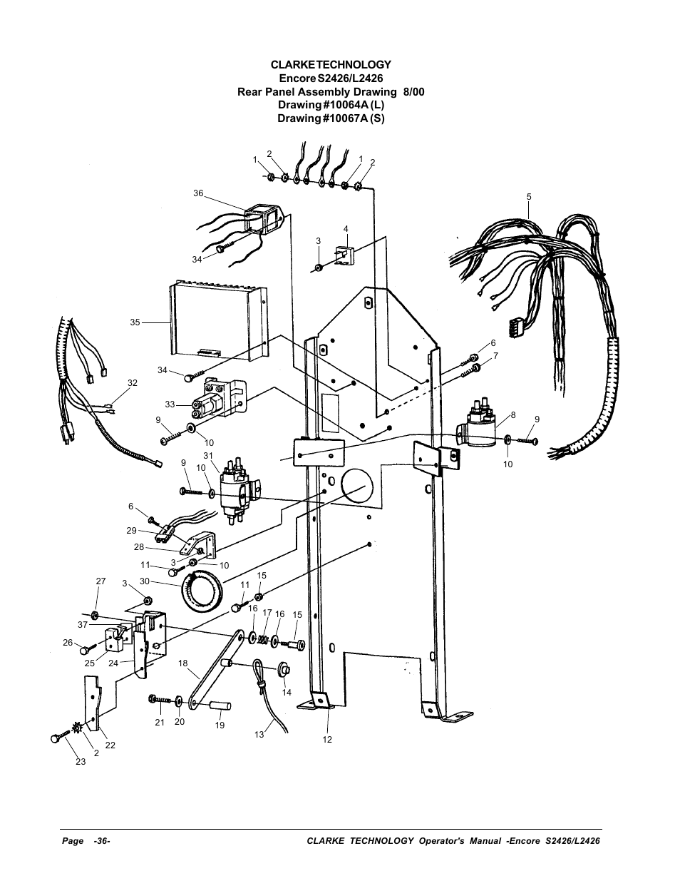 Rear panel assembly drawing | Clarke ENCORE L2426 User Manual | Page 10 / 30