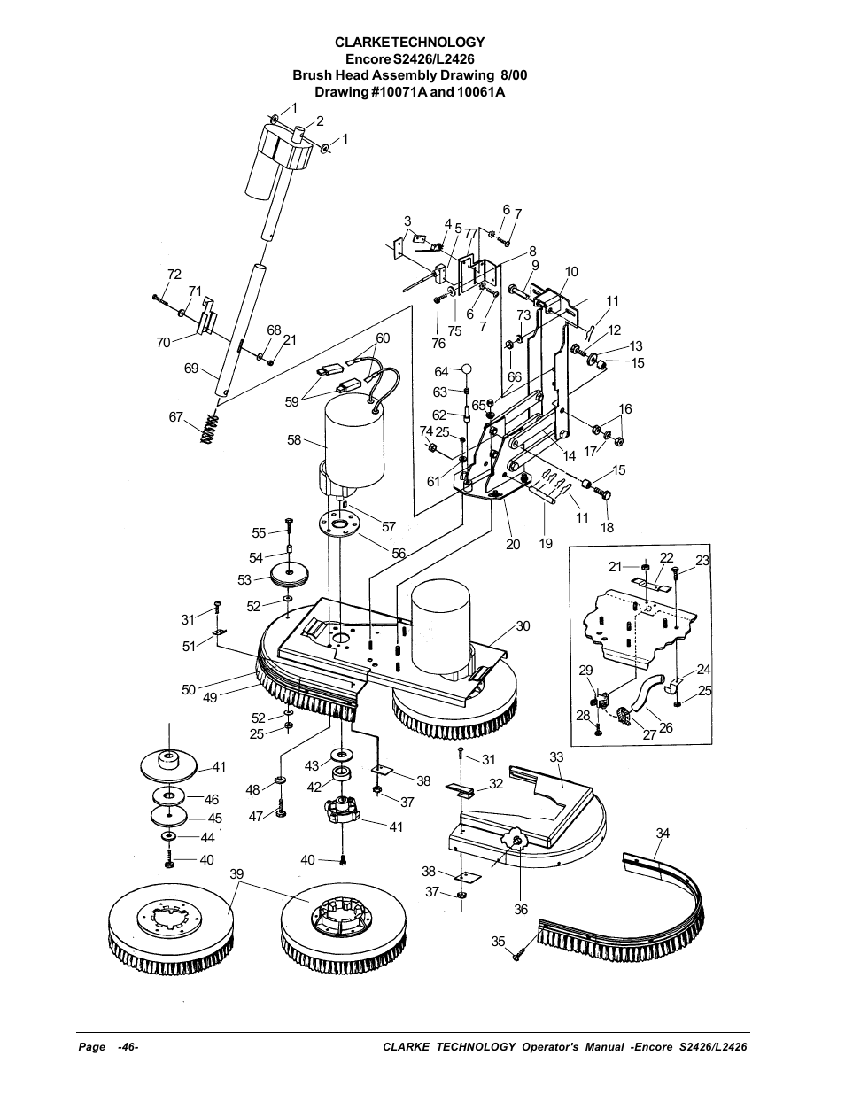 Brush head assembly drawing | Clarke ENCORE L2426 User Manual | Page 20 / 30