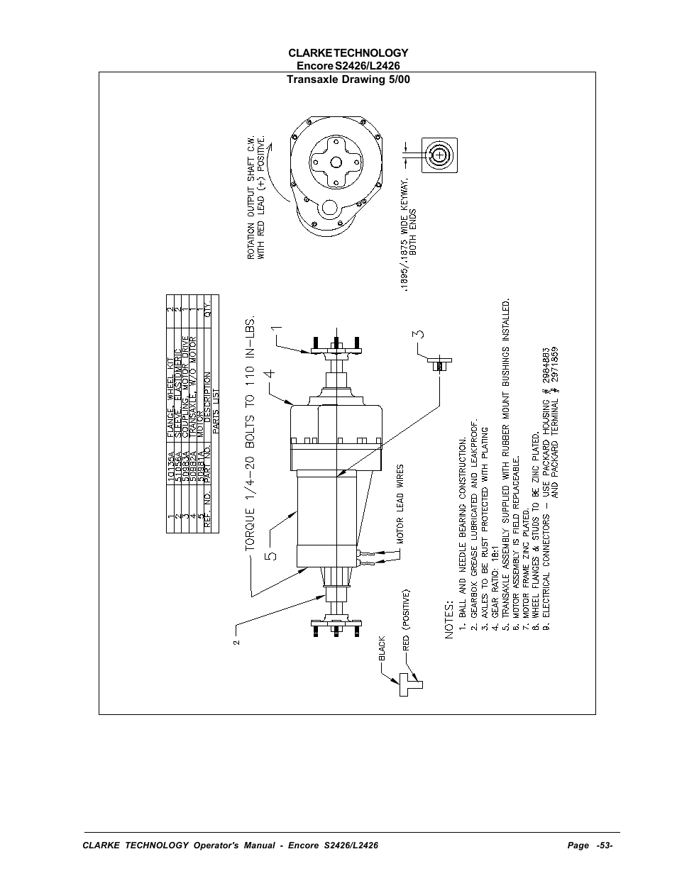 Transaxle drawing | Clarke ENCORE L2426 User Manual | Page 27 / 30