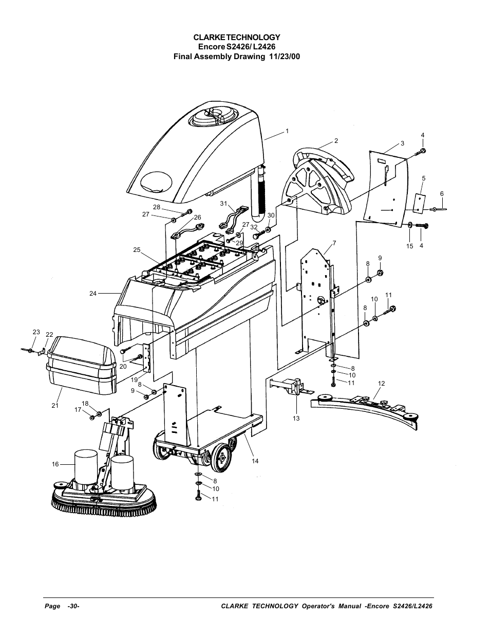 Final assembly drawing | Clarke ENCORE L2426 User Manual | Page 4 / 30