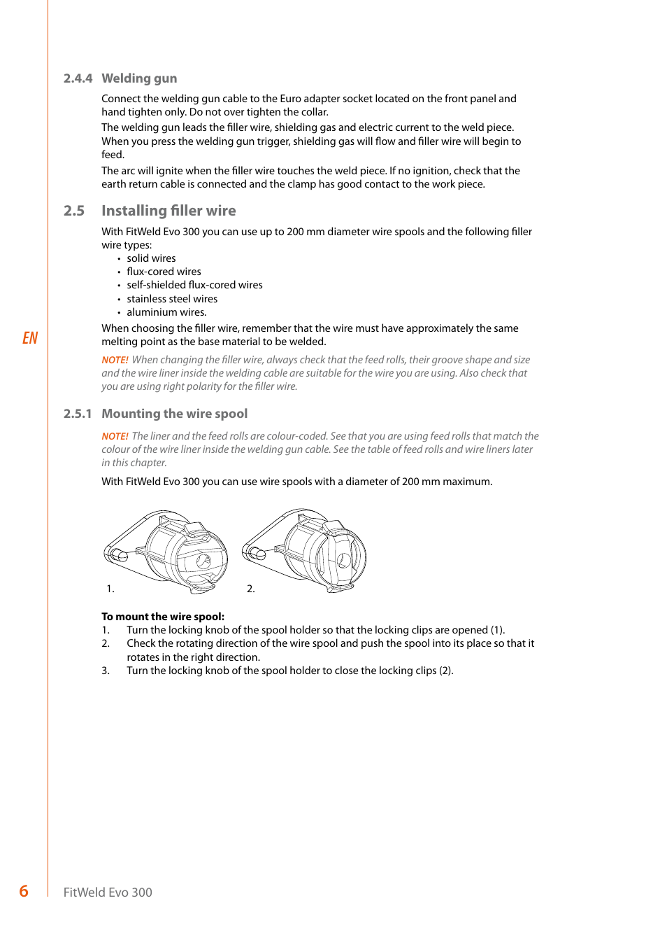 5 installing filler wire | Kemppi Evo 300 User Manual | Page 8 / 20