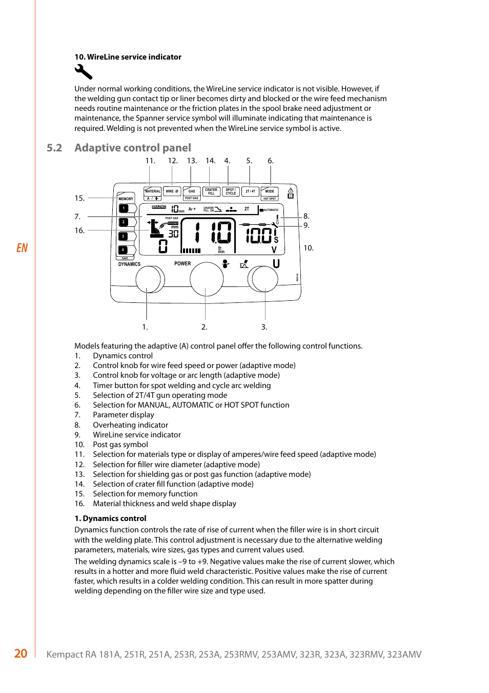 2 adaptive control panel | Kemppi RA User Manual | Page 22 / 38