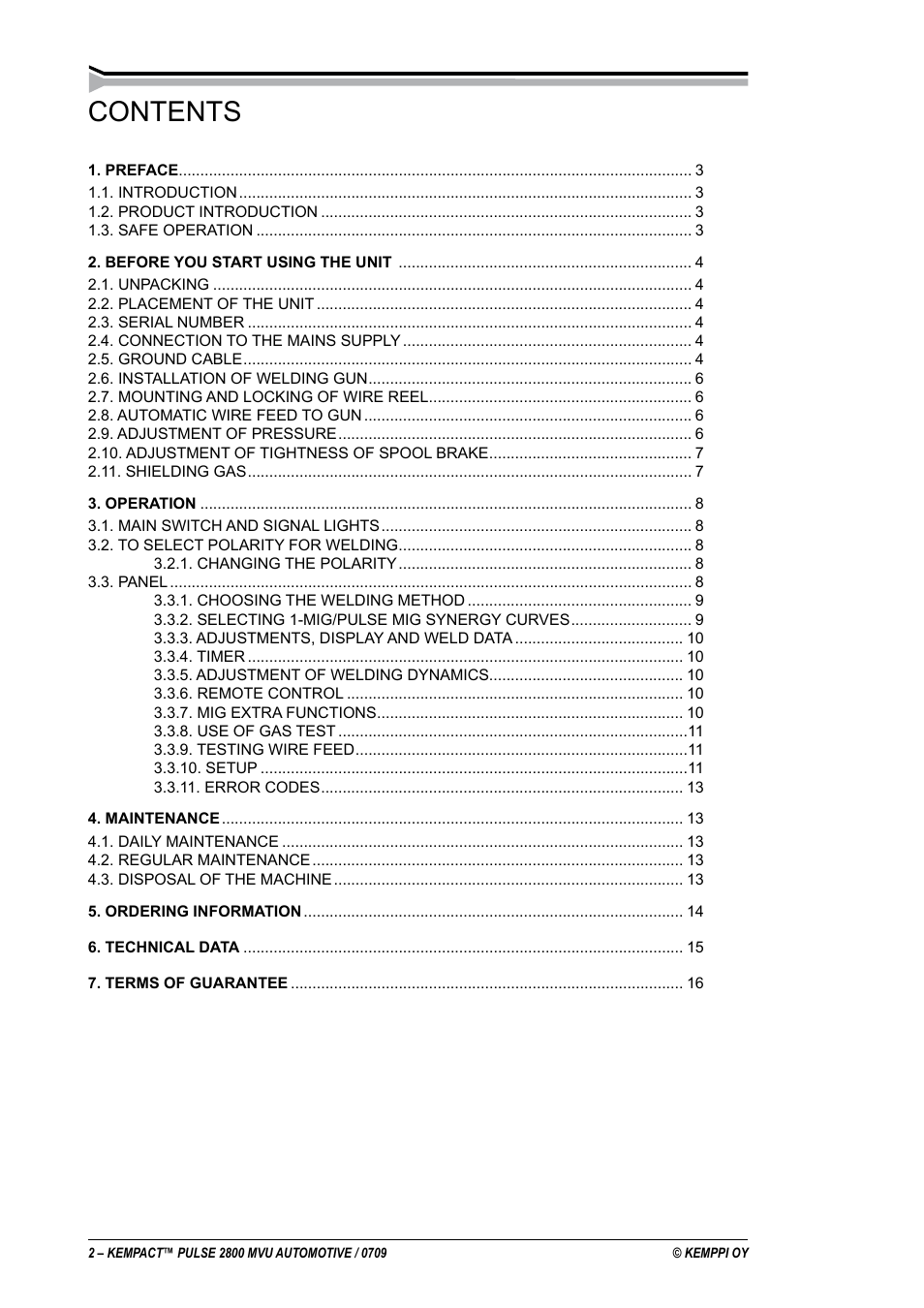 Kemppi Pulse 2800 MVU User Manual | Page 2 / 17