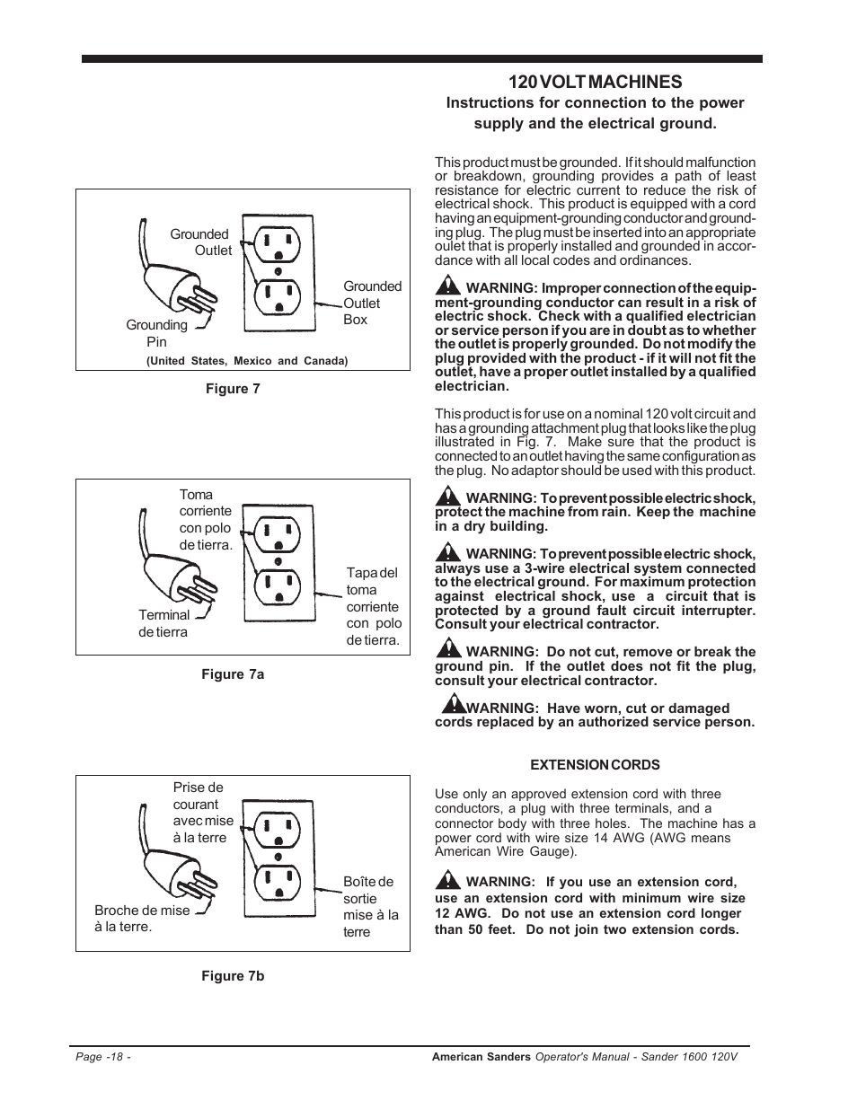 120 volt machines | Clarke 1600 User Manual | Page 18 / 32