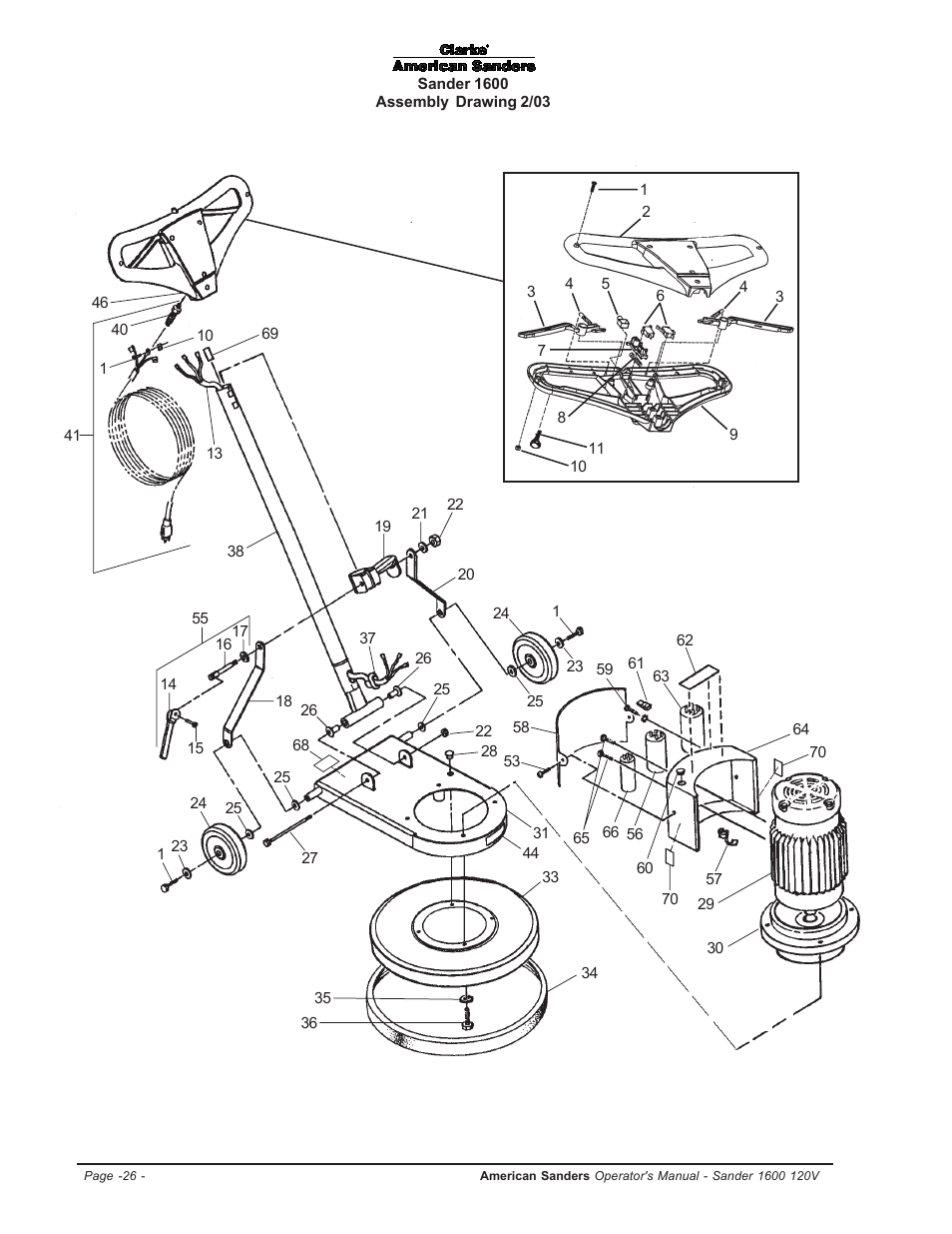 Assembly drawing | Clarke 1600 User Manual | Page 26 / 32