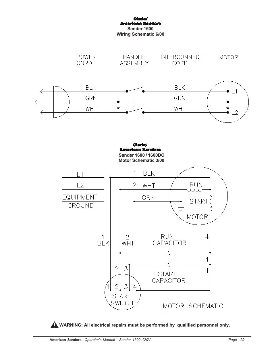 Wiring schematic | Clarke 1600 User Manual | Page 29 / 32