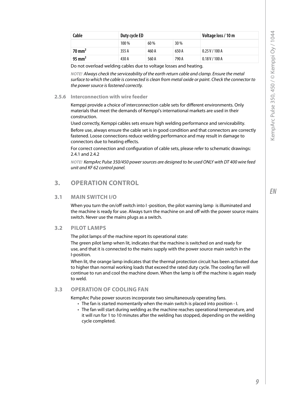 Operation control | Kemppi Pulse 350 User Manual | Page 11 / 34