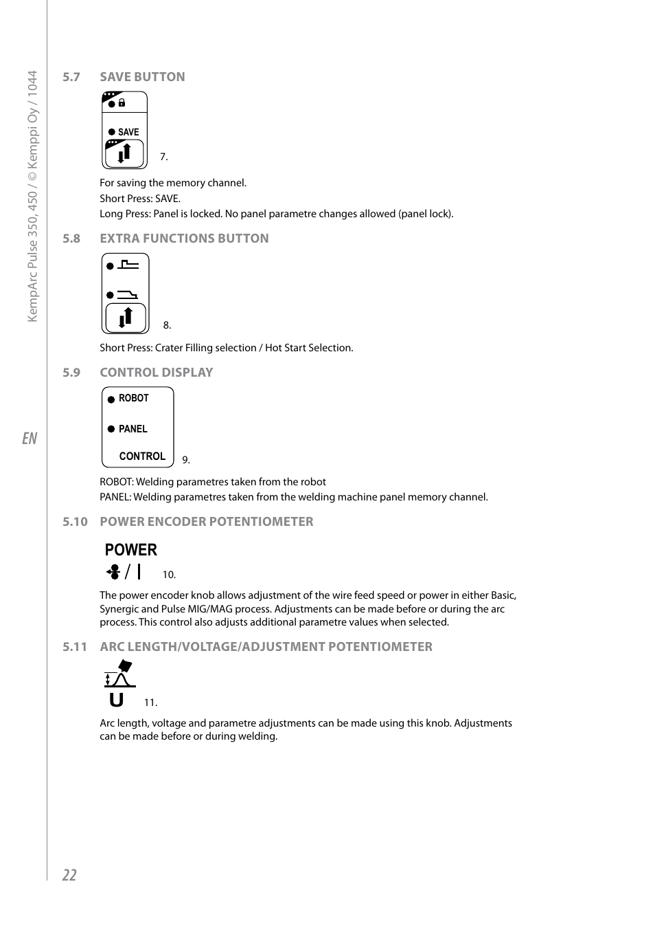 Power | Kemppi Pulse 350 User Manual | Page 24 / 34