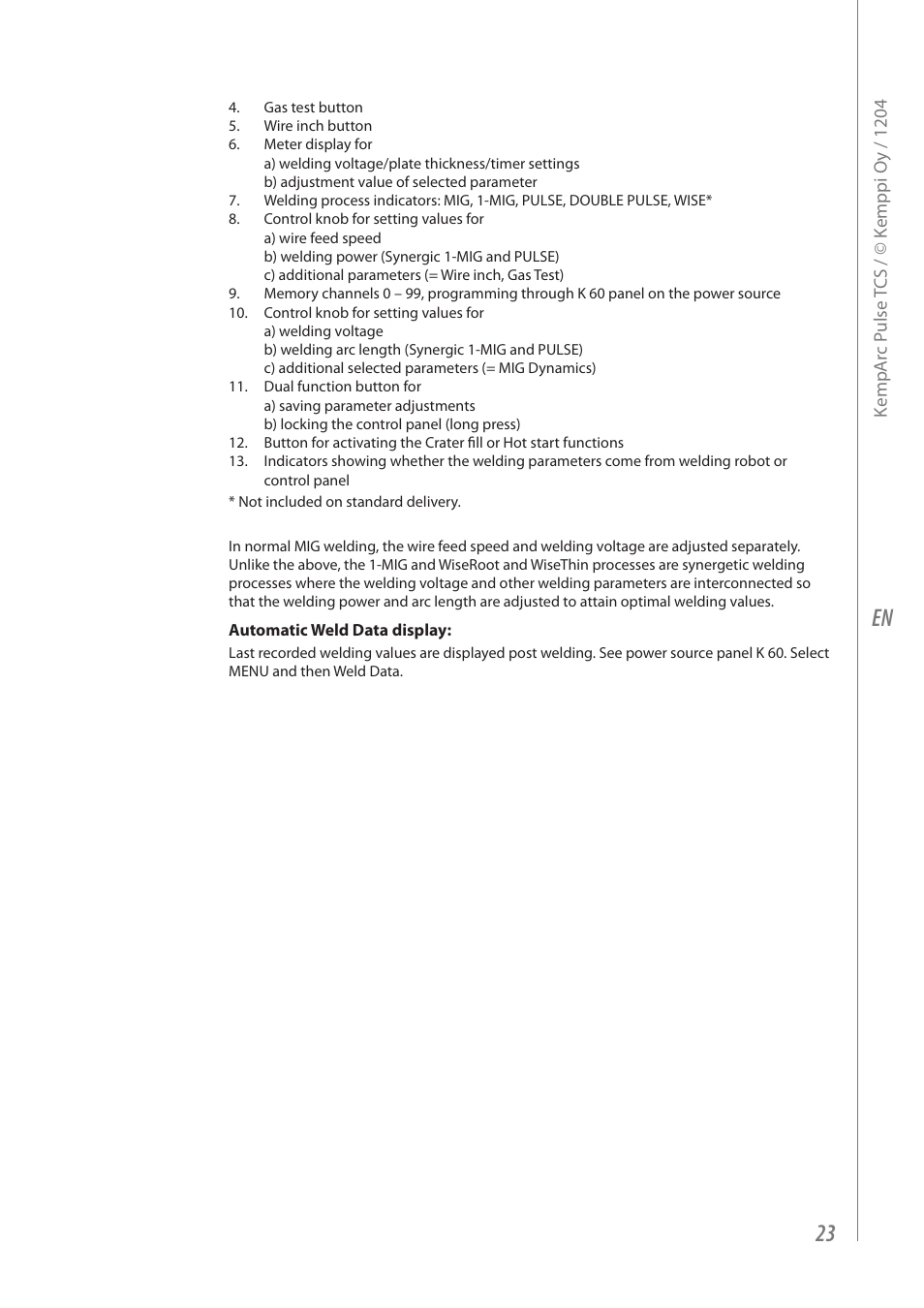 Kemppi Pulse TCS User Manual | Page 25 / 38