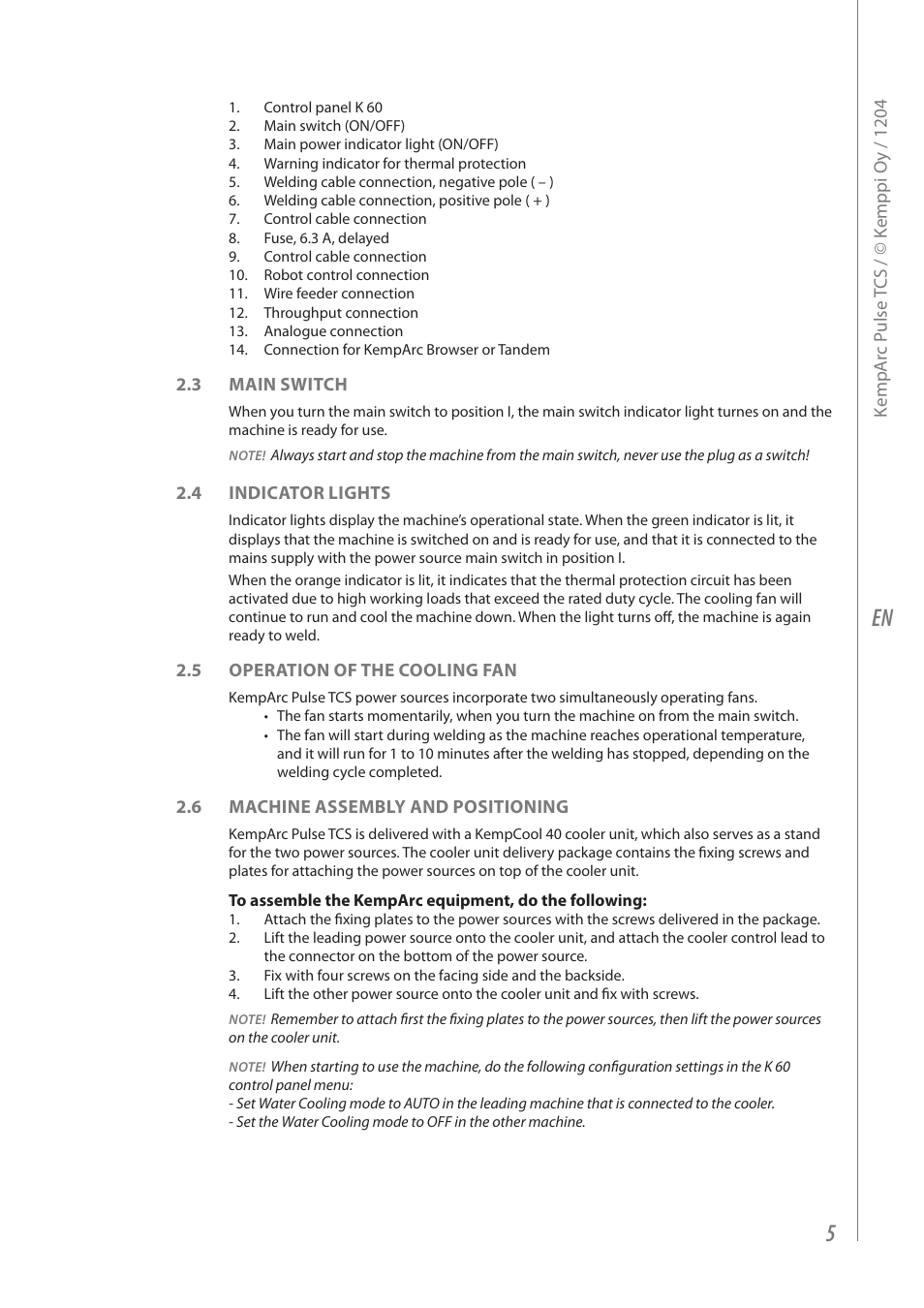 Kemppi Pulse TCS User Manual | Page 7 / 38