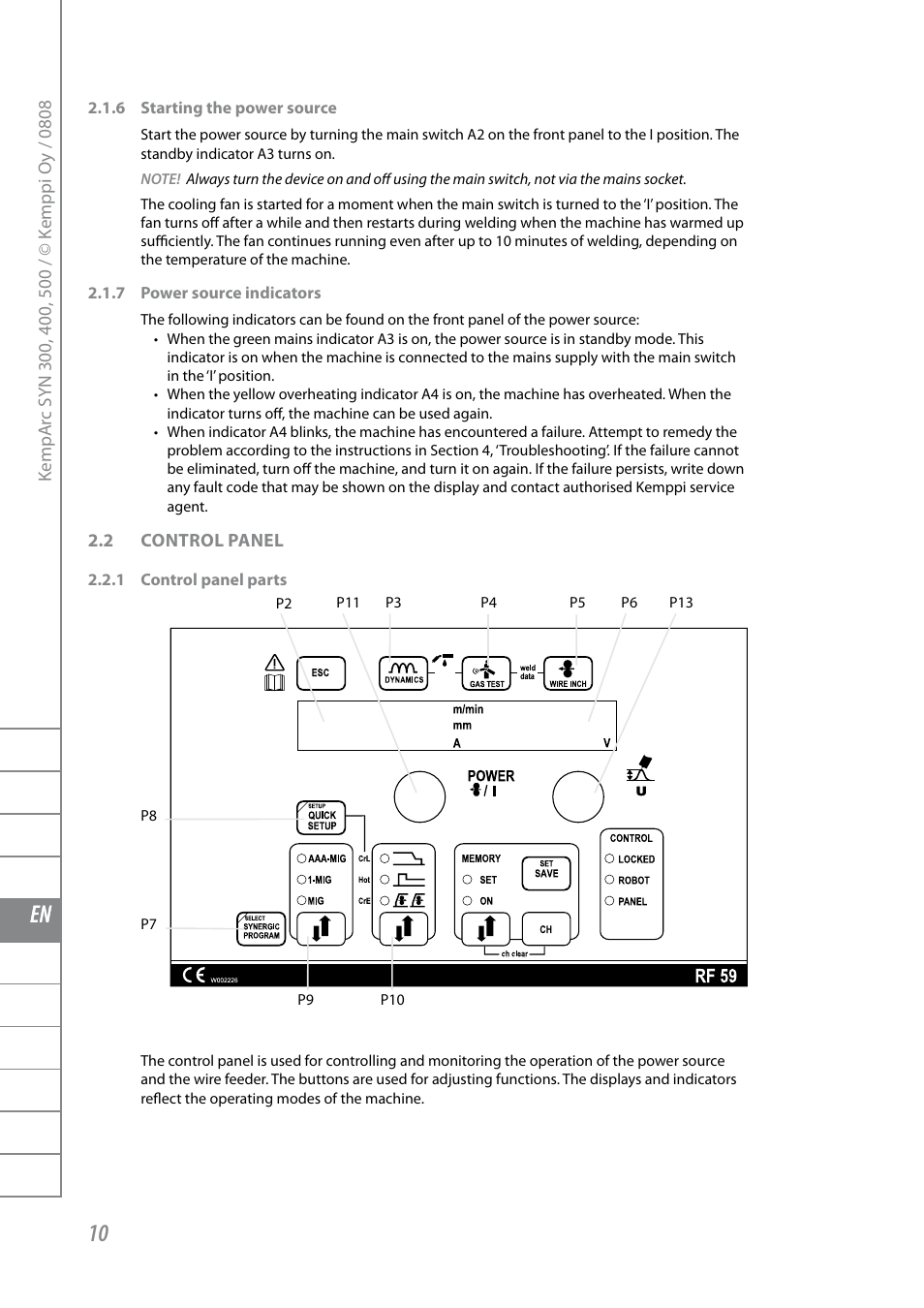Fi sv no da en de nl fr es pl ru | Kemppi KempArc DT400 User Manual | Page 12 / 28