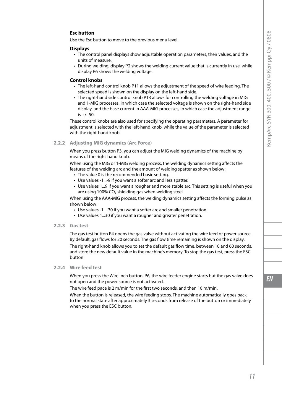 Fi sv no da en de nl fr es pl ru | Kemppi KempArc DT400 User Manual | Page 13 / 28