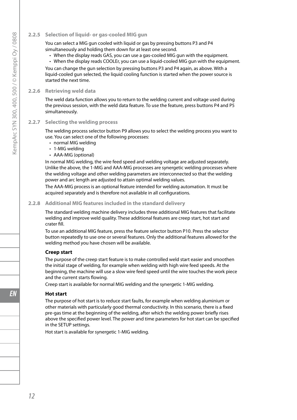 Fi sv no da en de nl fr es pl ru | Kemppi KempArc DT400 User Manual | Page 14 / 28