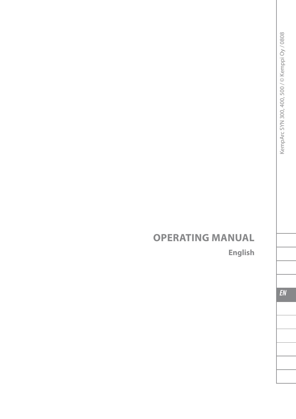 Operating manual, English, Fi sv no da en de nl fr es pl ru | Kemppi KempArc DT400 User Manual | Page 3 / 28