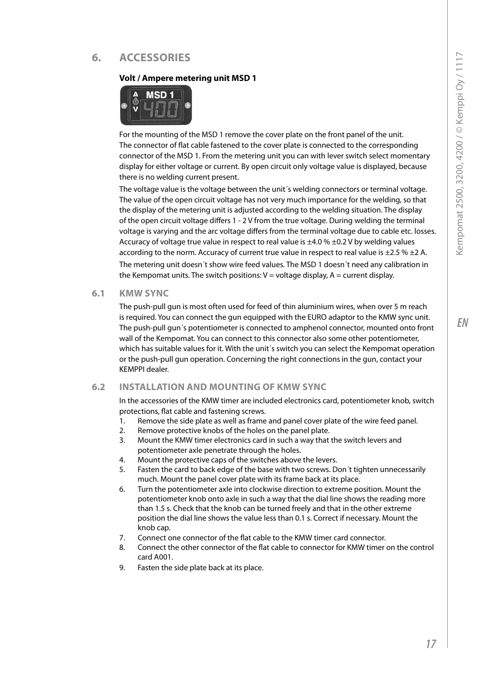 Accessories | Kemppi Kempomat 2500 User Manual | Page 19 / 26