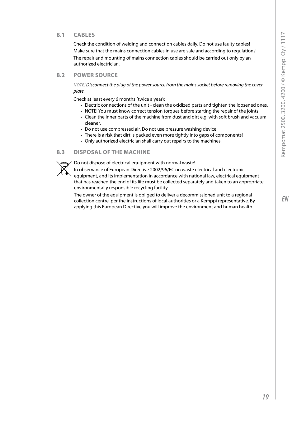 Kemppi Kempomat 2500 User Manual | Page 21 / 26