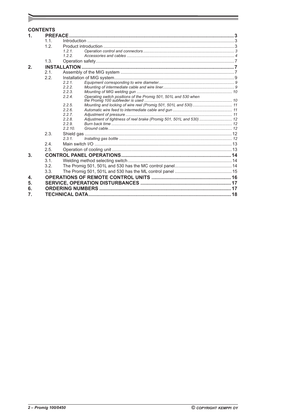 Kemppi Promig 100 User Manual | Page 2 / 19