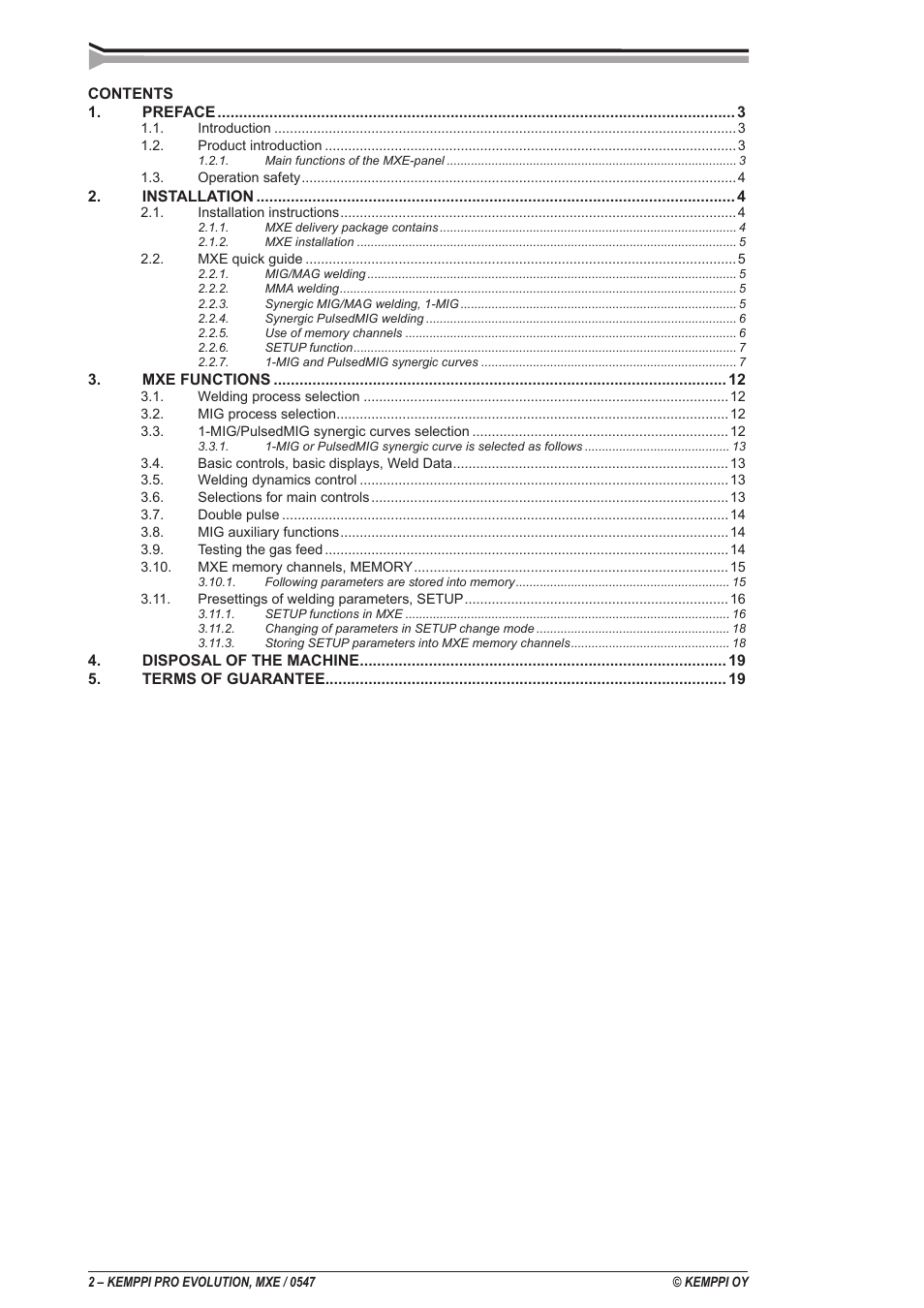 Kemppi ProMXE User Manual | Page 2 / 20