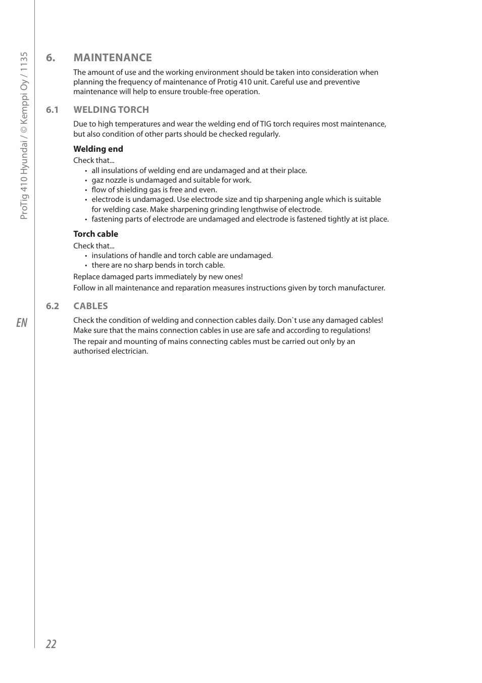 Maintenance | Kemppi Protig 410 User Manual | Page 24 / 28