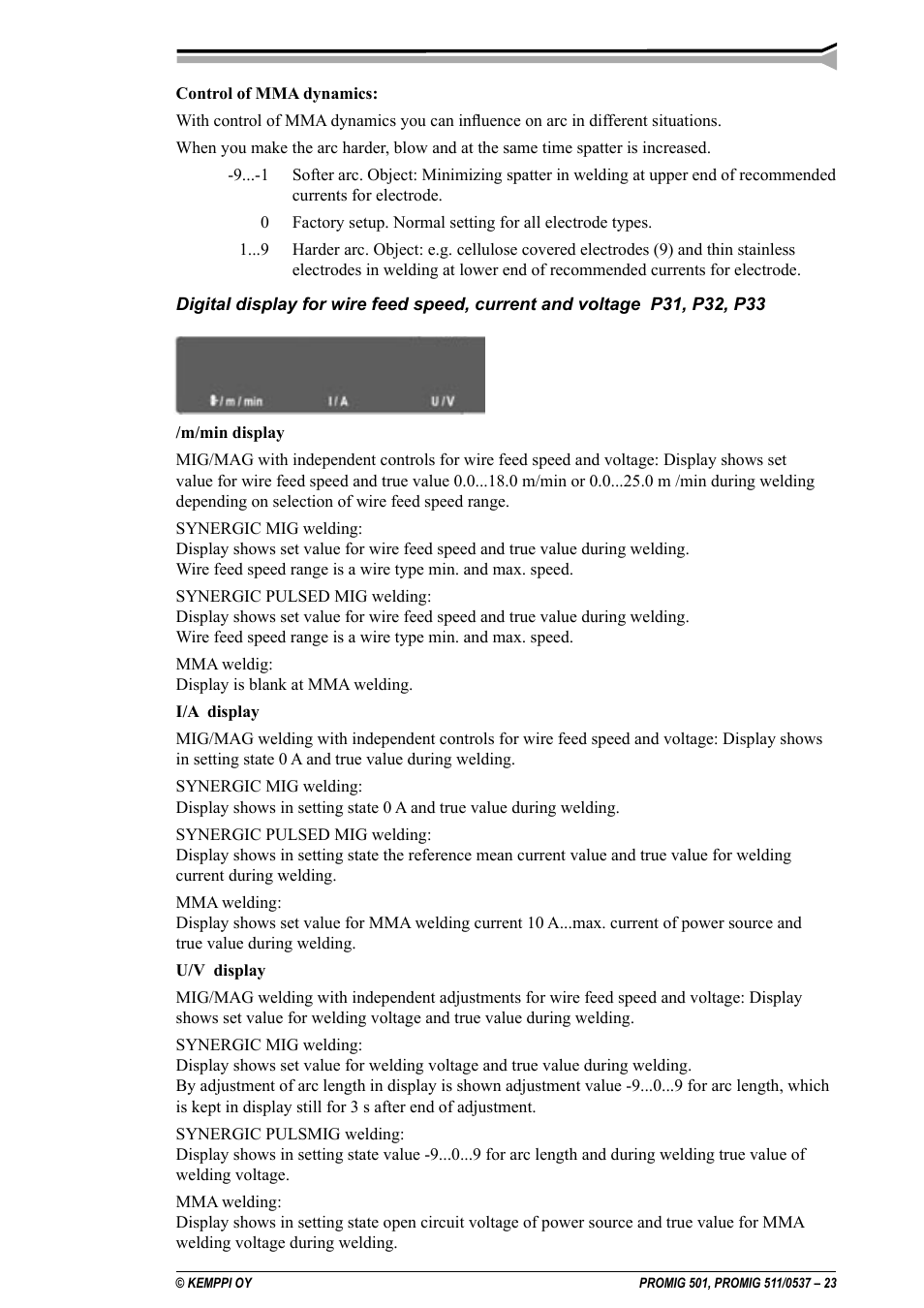 Kemppi Protig 501L User Manual | Page 23 / 37