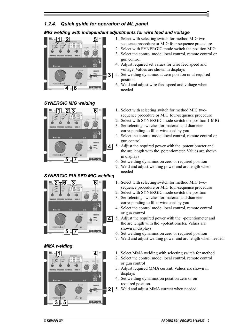 Kemppi Protig 501L User Manual | Page 9 / 37