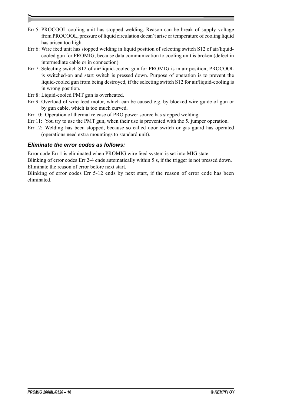 Kemppi Promig 200 ML User Manual | Page 16 / 18