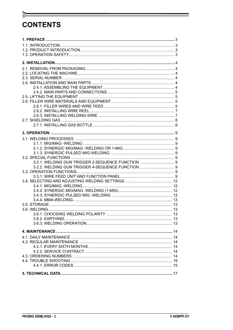 Kemppi Promig 200 ML User Manual | Page 2 / 18