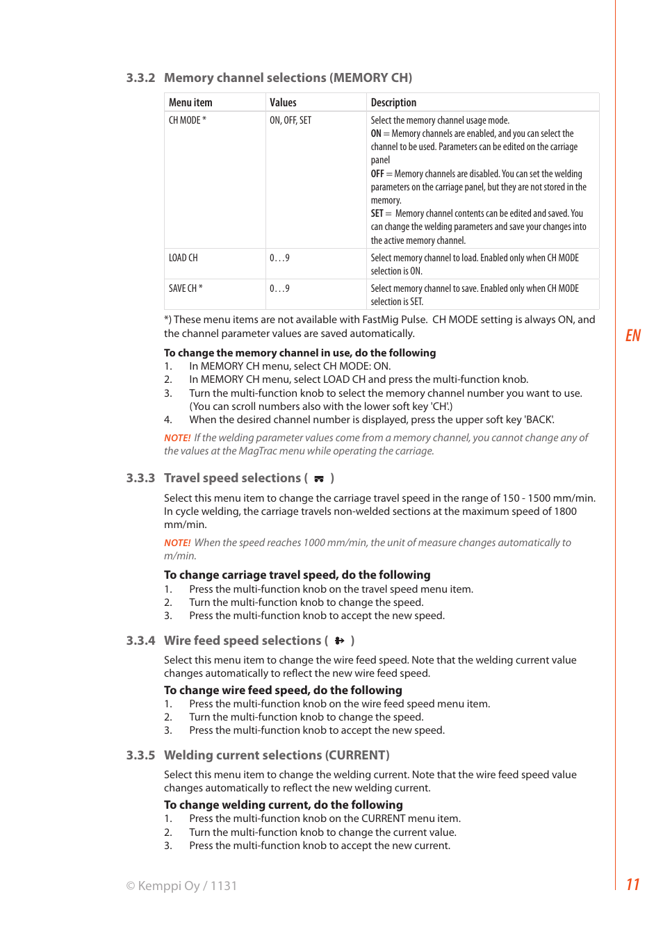 Kemppi MagTrac F 61 User Manual | Page 13 / 20