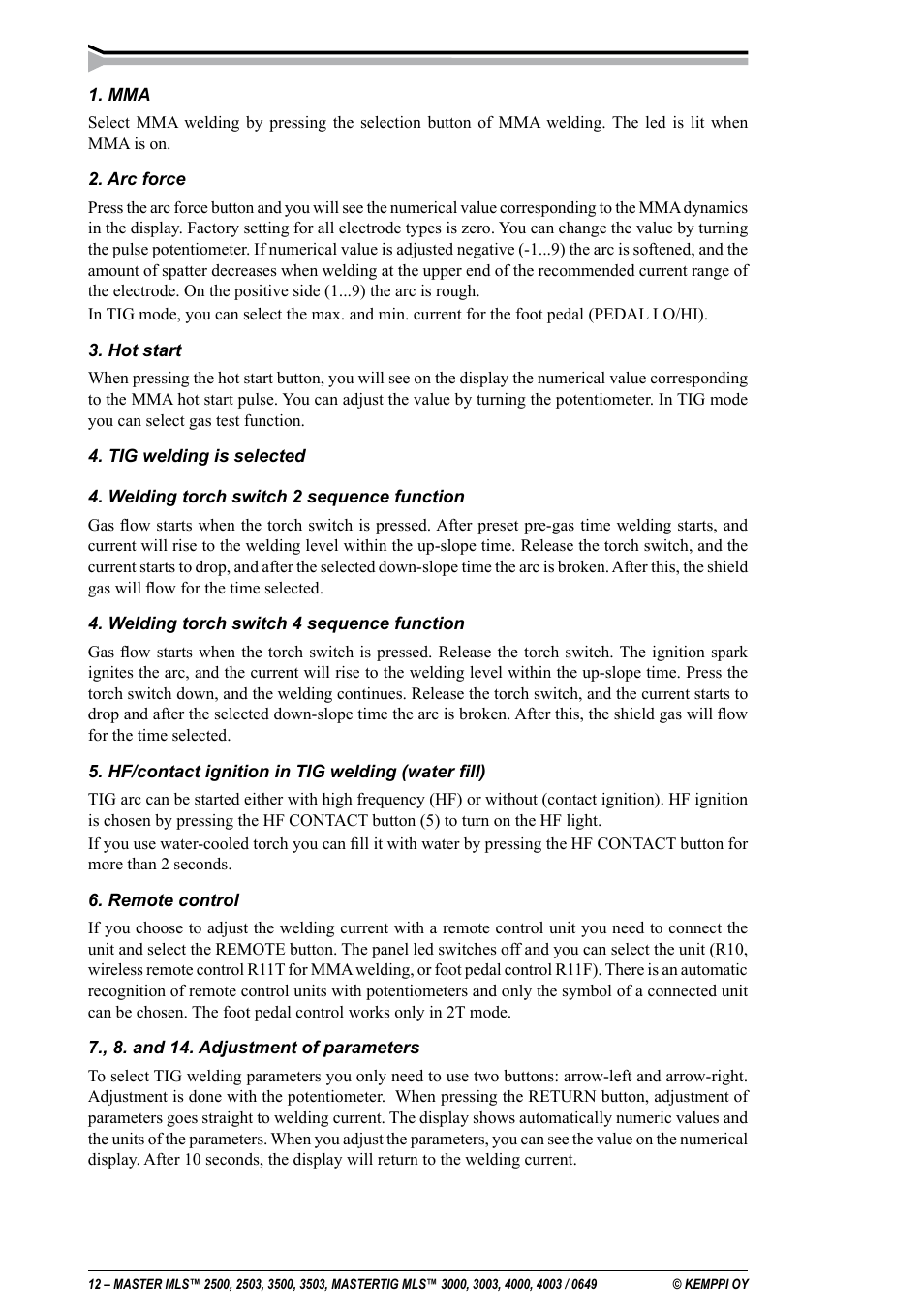 Kemppi MLS 2500 User Manual | Page 12 / 27
