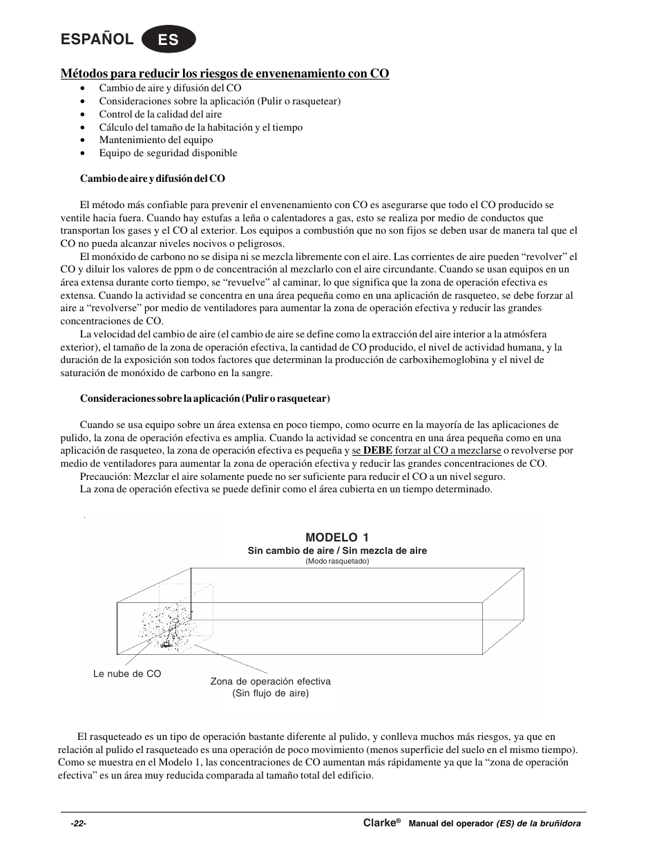 Es español | Clarke Propane Floor Burnisher User Manual | Page 22 / 68