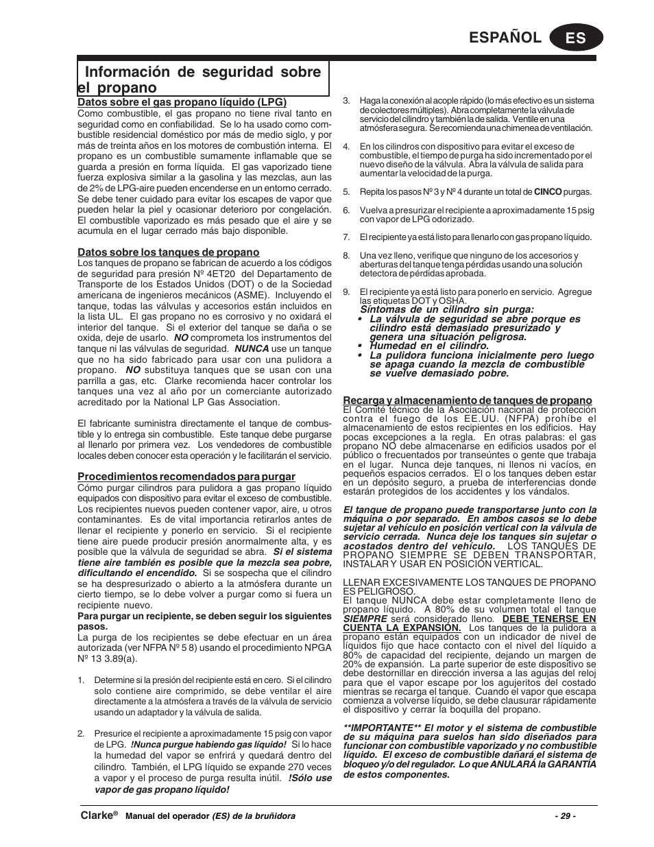 Clarke Propane Floor Burnisher User Manual | Page 29 / 68