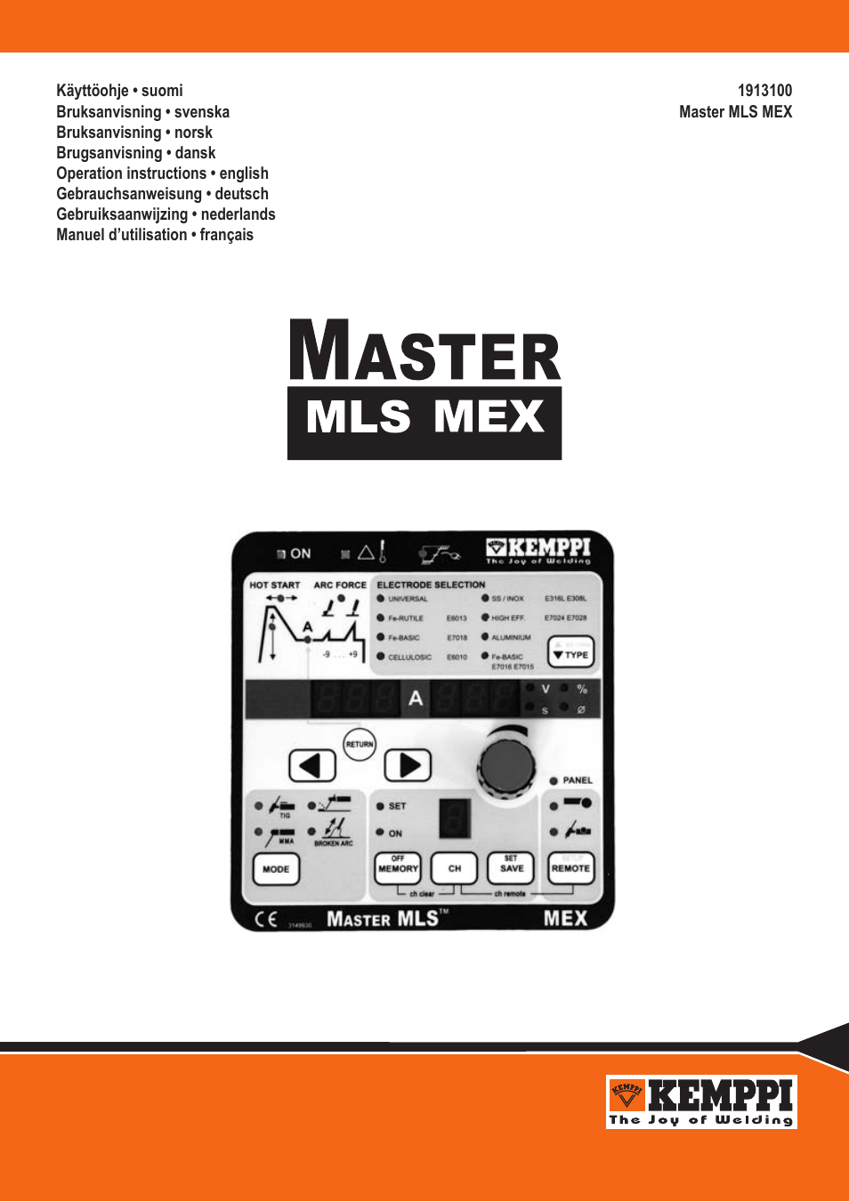 Kemppi Master MLS MEX panel User Manual | 10 pages