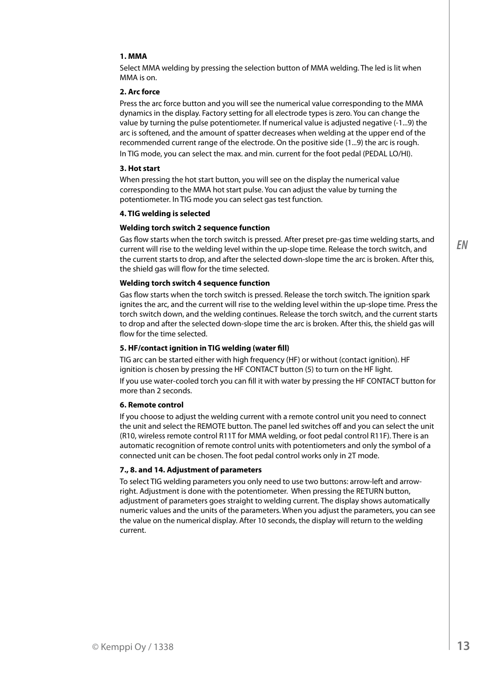 Kemppi MasterTig MLS 4000 User Manual | Page 15 / 28