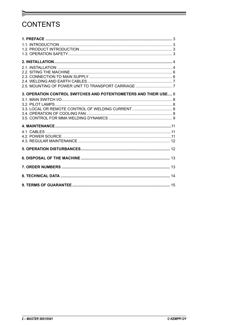 Kemppi 5001 Master User Manual | Page 2 / 16