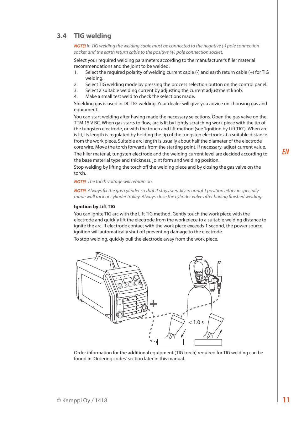 4 tig welding | Kemppi Master S 400 User Manual | Page 13 / 20