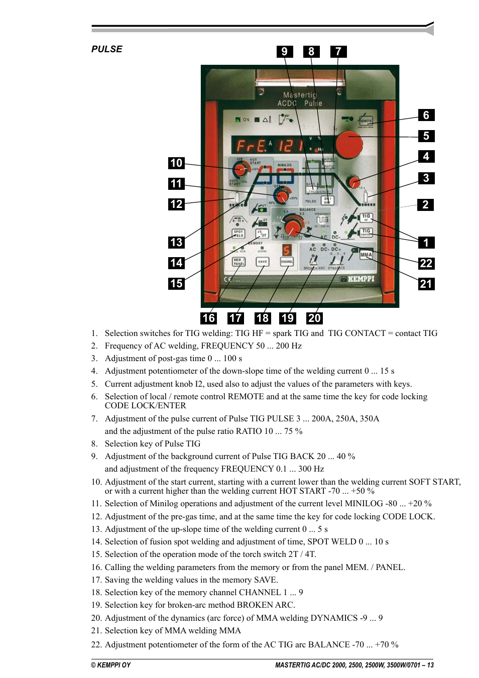 Kemppi DC 2000 User Manual | Page 13 / 33