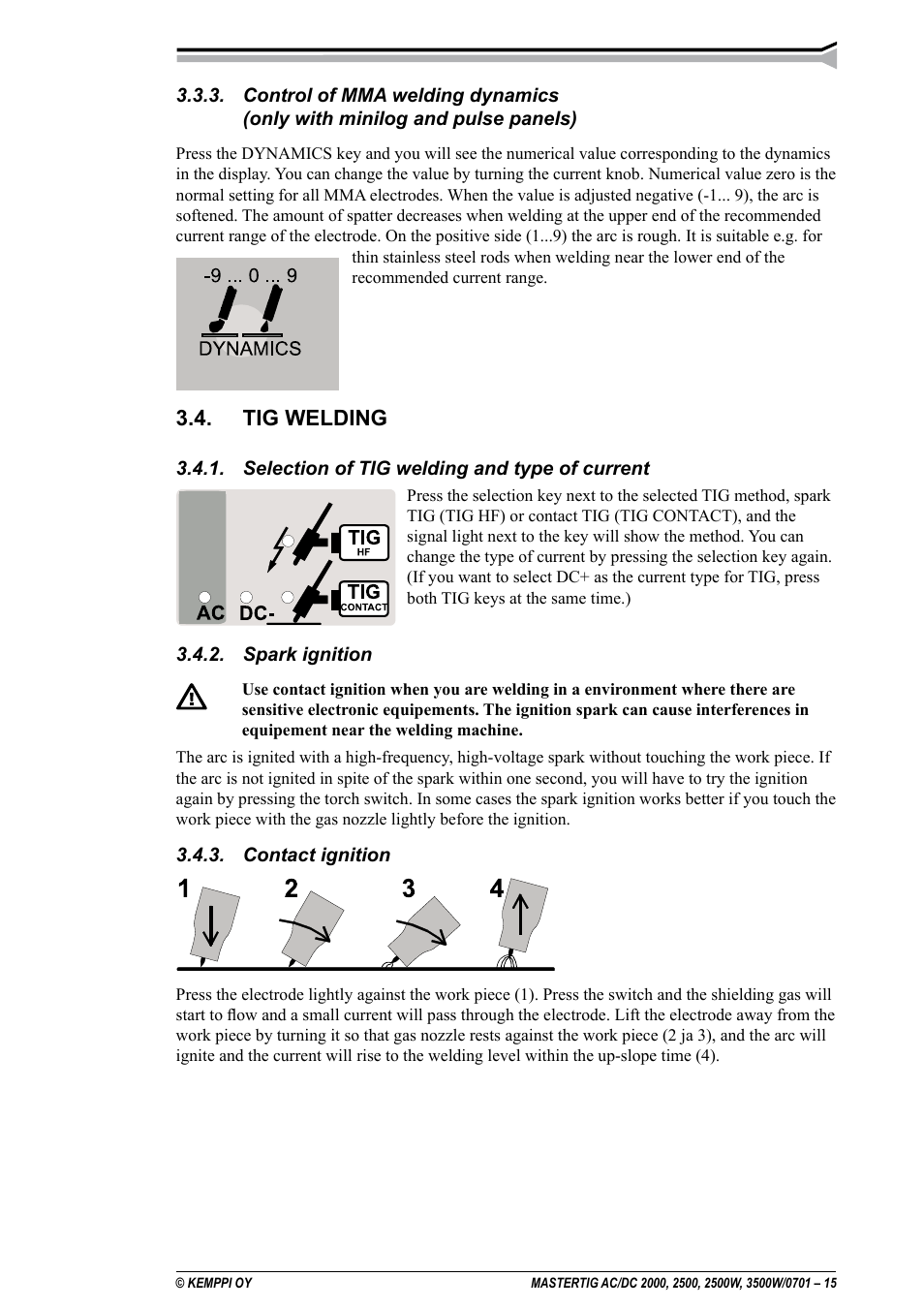 Tig welding | Kemppi DC 2000 User Manual | Page 15 / 33