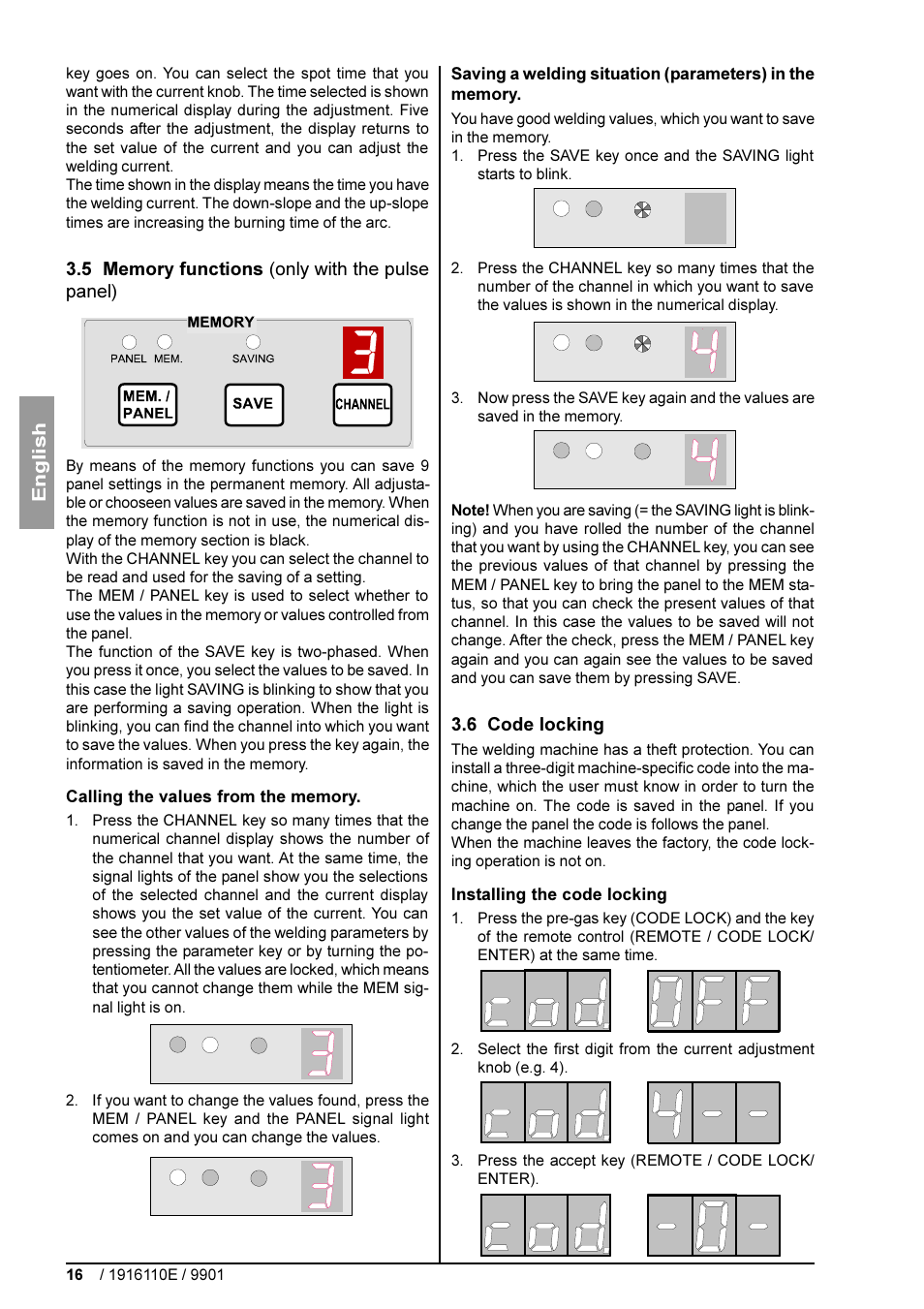 Kuvat 38 - 48, English, 6 code locking | Kemppi DC 3500W User Manual | Page 16 / 21