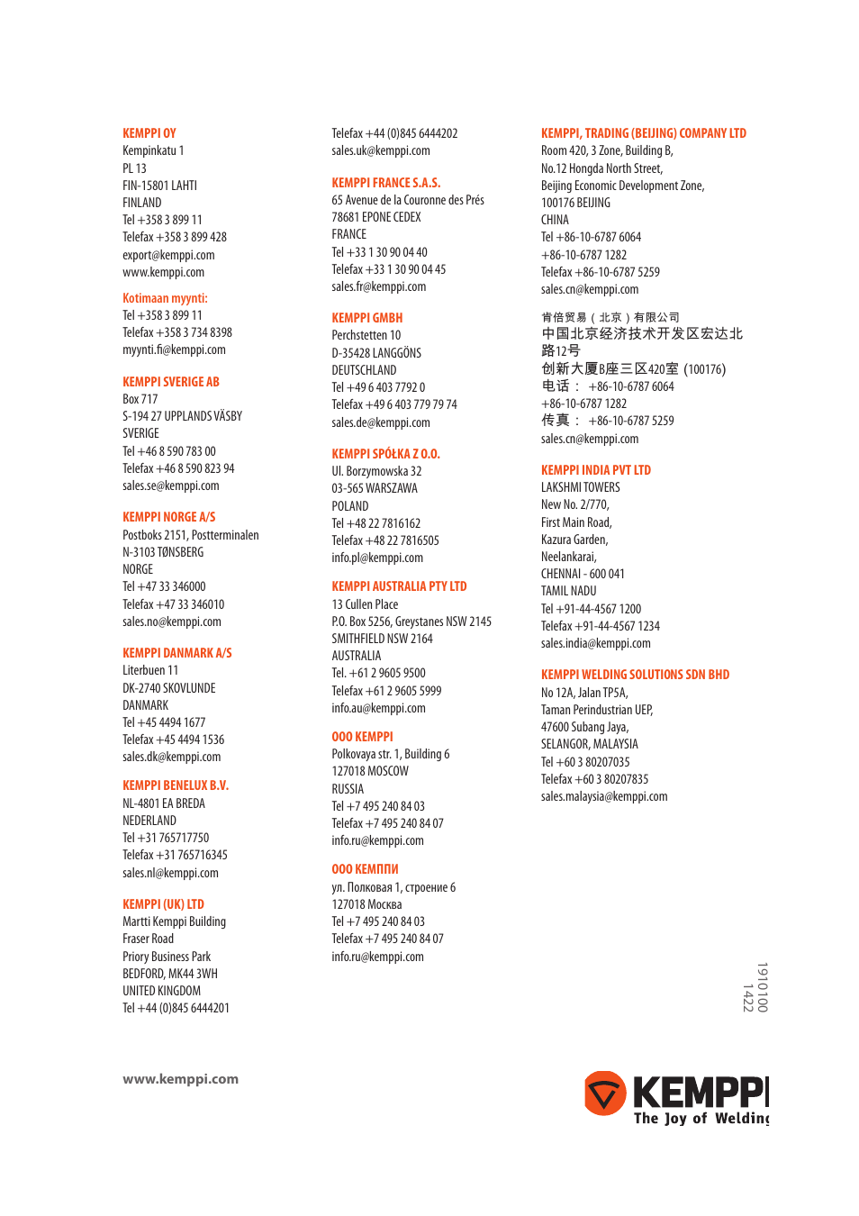 Kemppi LT 250 User Manual | Page 20 / 20