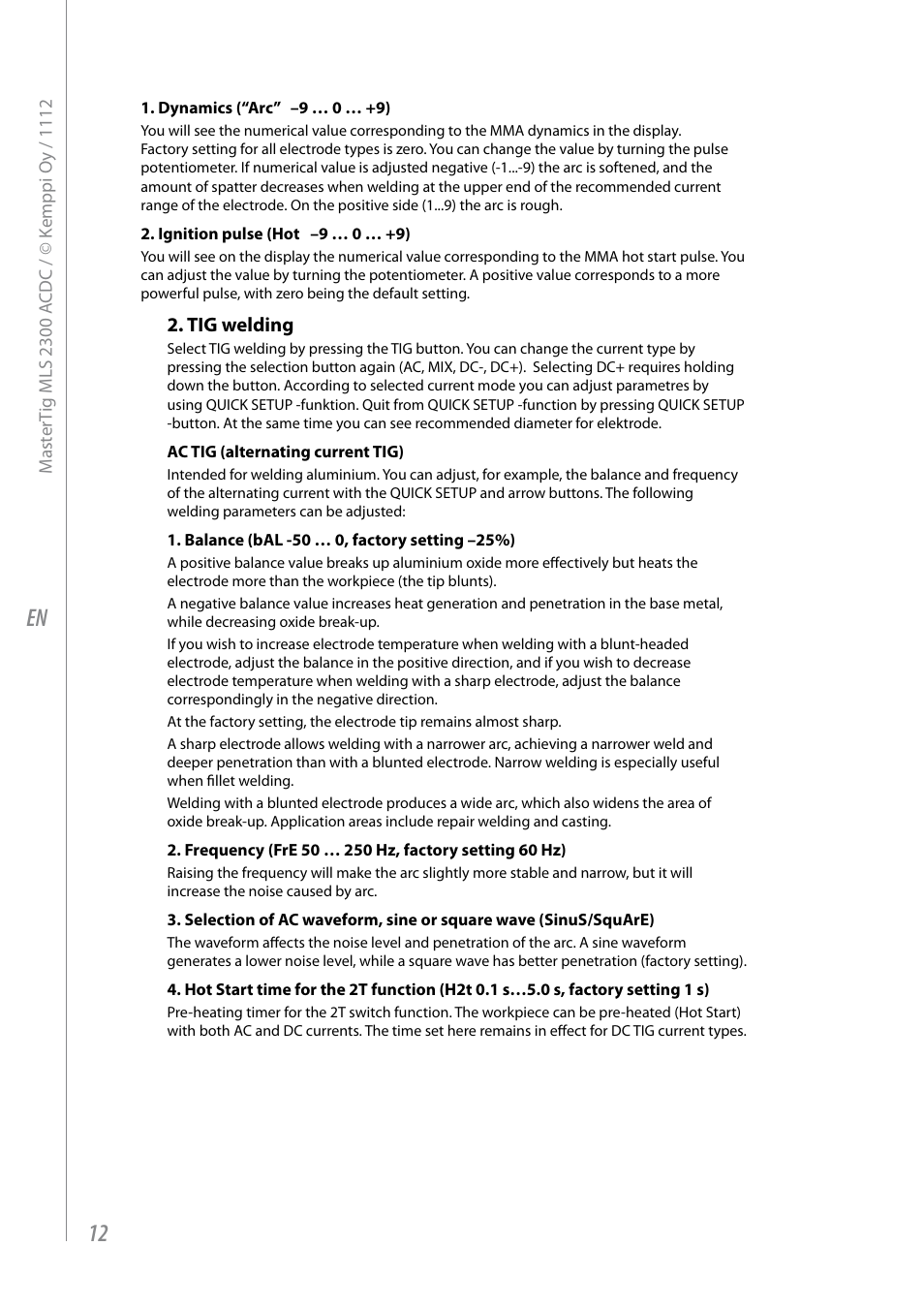 Kemppi MLS 2300 ACDC User Manual | Page 14 / 26