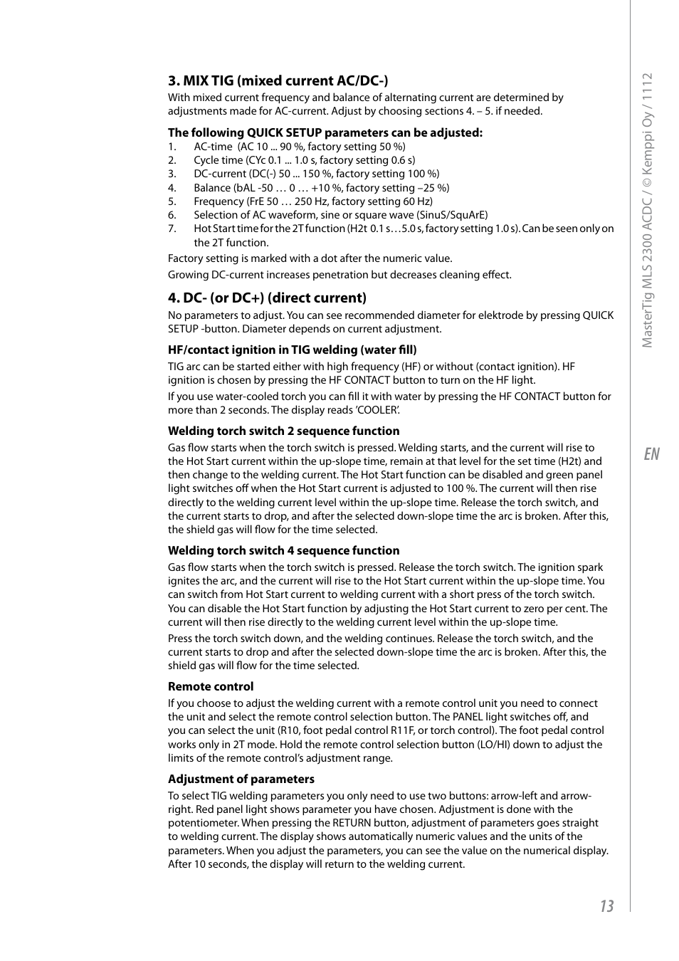 Kemppi MLS 2300 ACDC User Manual | Page 15 / 26