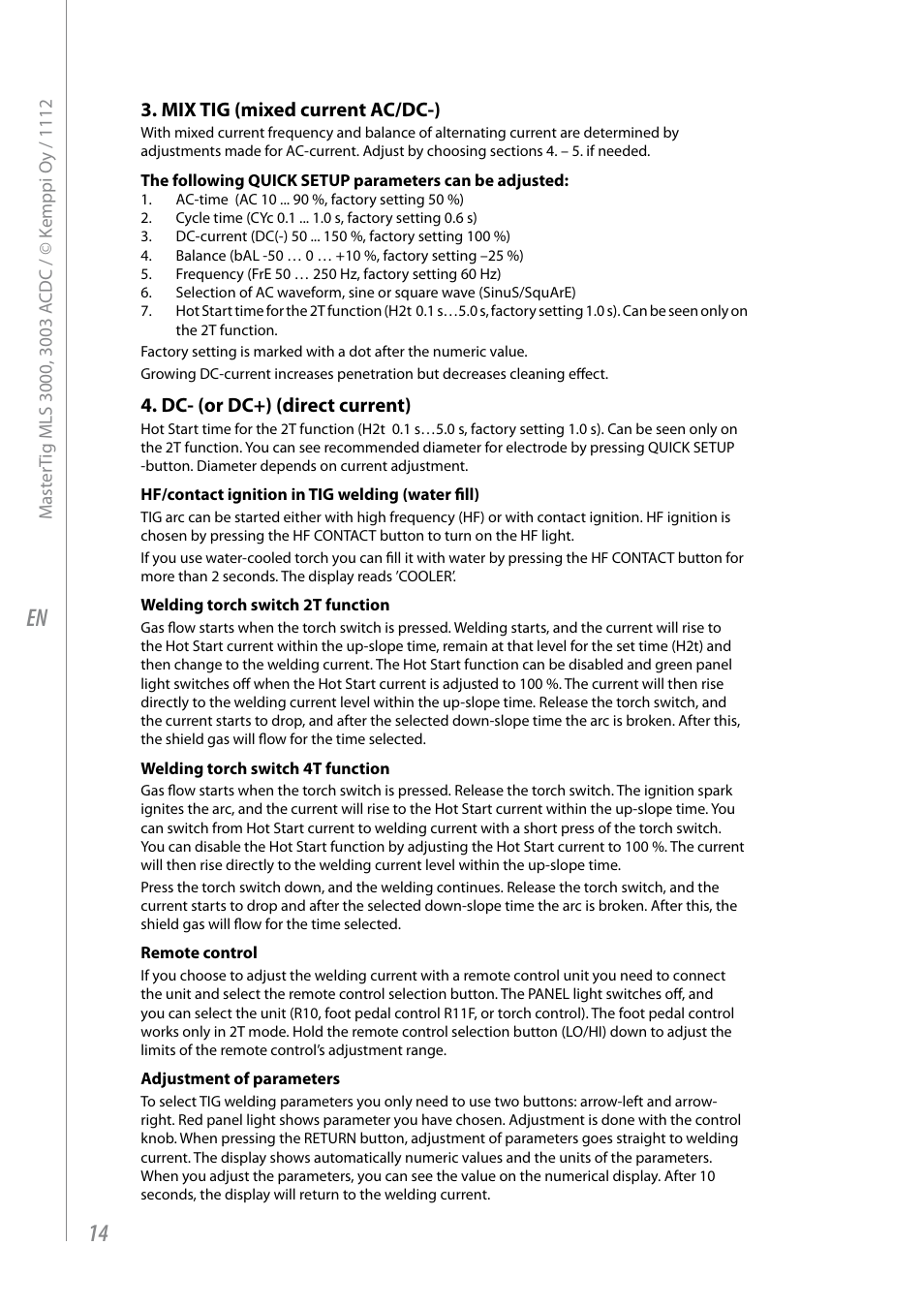 Kemppi MLS 3000 ACDC VRD User Manual | Page 16 / 28
