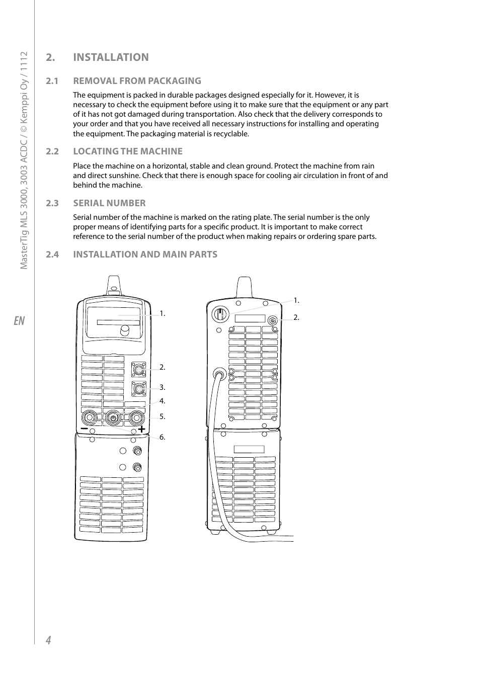 Installation | Kemppi MLS 3000 ACDC VRD User Manual | Page 6 / 28