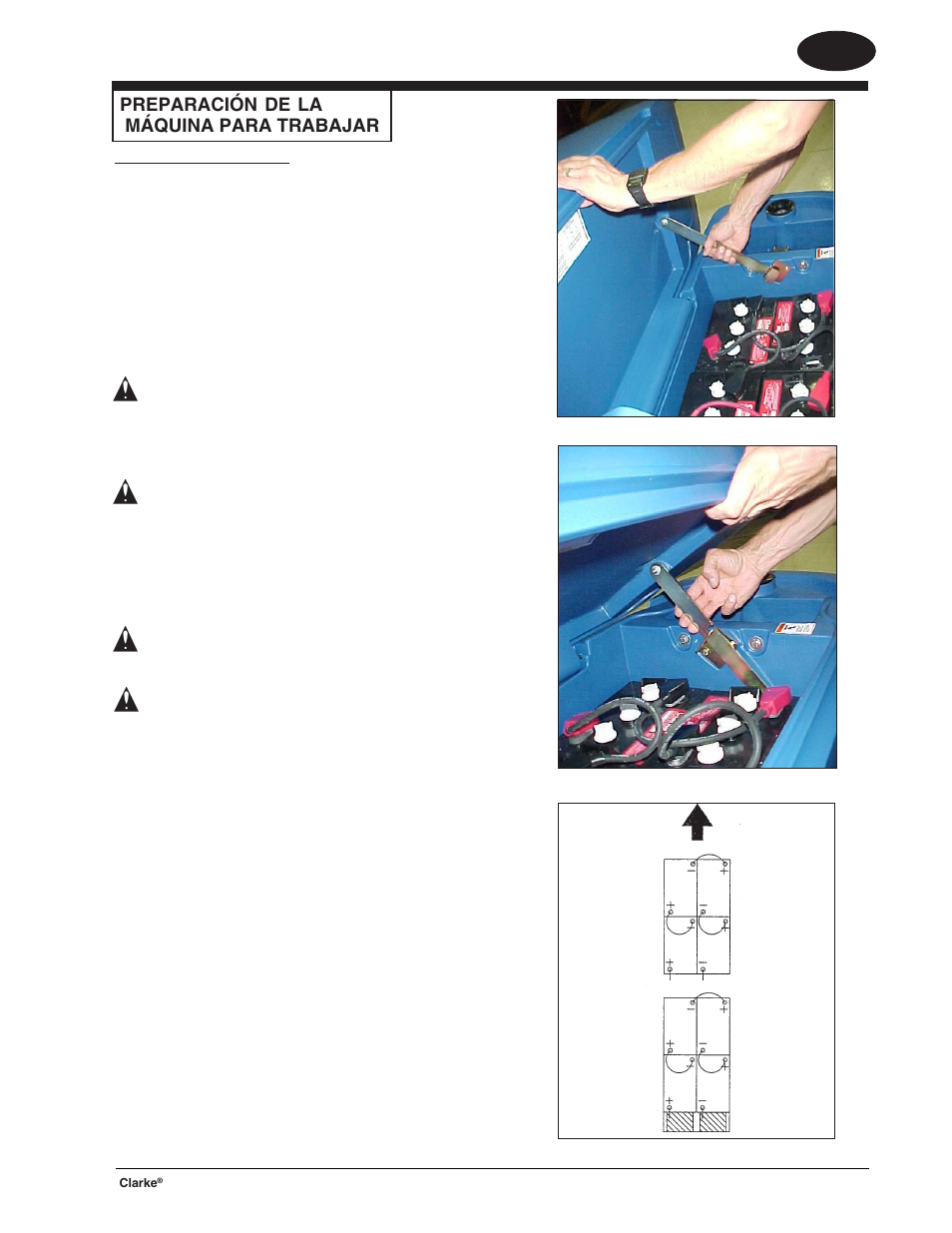 Es español, Preparación de la máquina para trabajar | Clarke BOOST 28 User Manual | Page 37 / 108