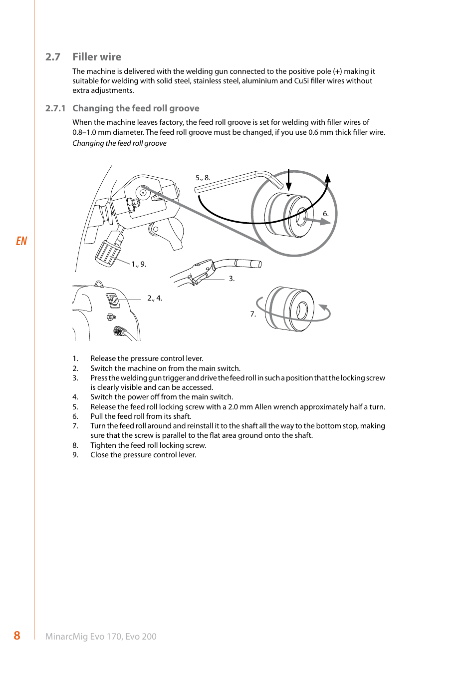 7 filler wire | Kemppi Evo 170 User Manual | Page 10 / 26