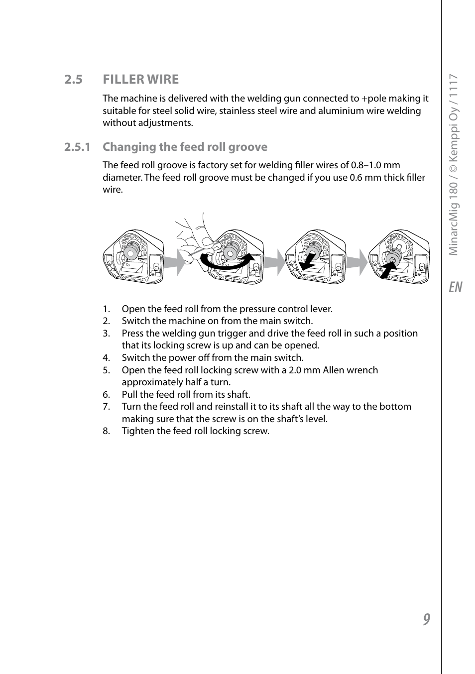 5 filler wire | Kemppi Adaptive 180 User Manual | Page 11 / 26